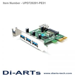 3 port USB-A 1 port Internal USB 3.0 PCIe Card UPD720201-PE31