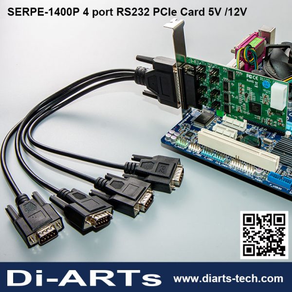 4 port RS232 PCIe Card Power I/O